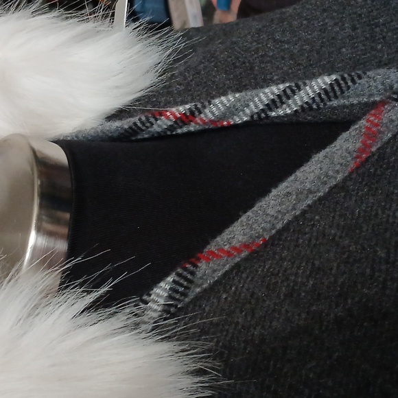 V. Fraas plaid trim open faced cape - Picture 7 of 9